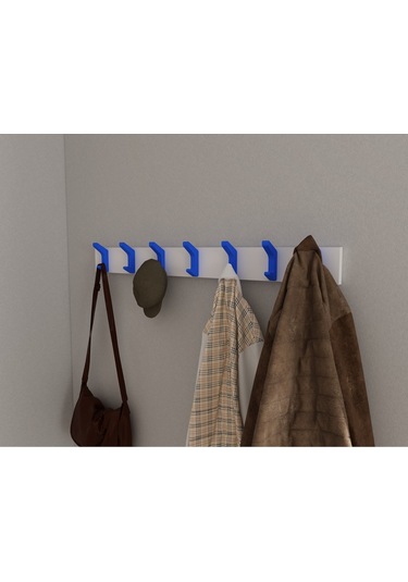 Hepsi3boyutlu Modern Duvar & Kapı Kanca Askılık - 7 Adet Mavi Kanca Askılık - Model No : 2 Mavi