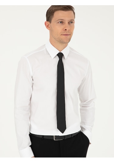 Cacharel Beyaz Slim Fit Pamuk Karışımlı Klasik Gömlek 15841036