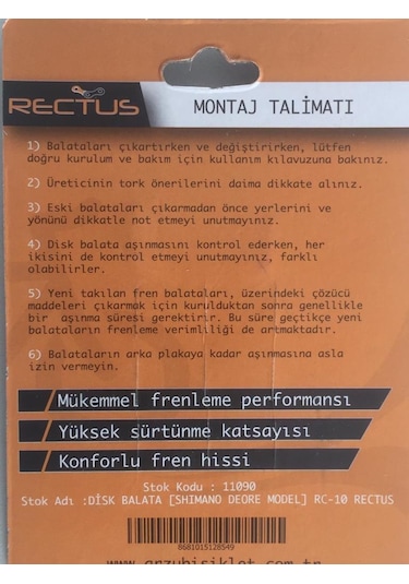 Bisiklet Disk Fren Balatası Shimano Deore Model Rectus