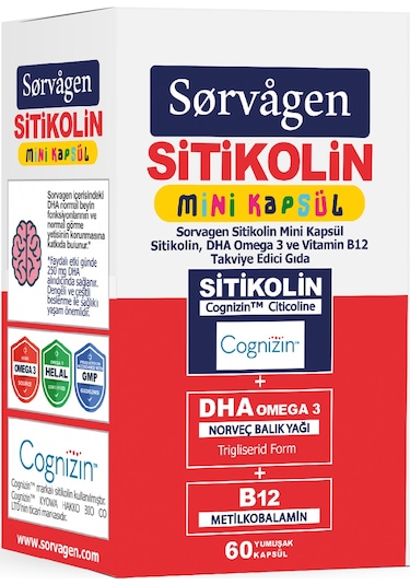 Sorvagen Smart Mini Kapsül Sitikolin Dha Omega 3 ve B12 60 Kapsül