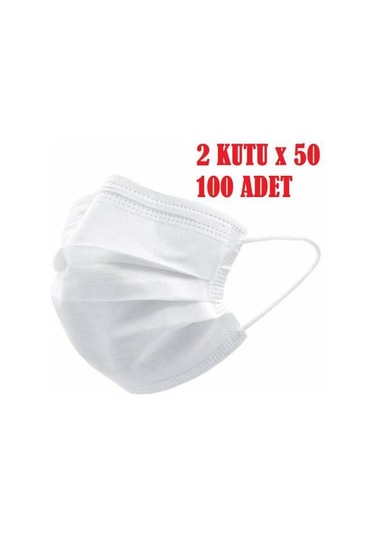 3 Katlı Telli Cerrahi Maske 100 Adet Beyaz