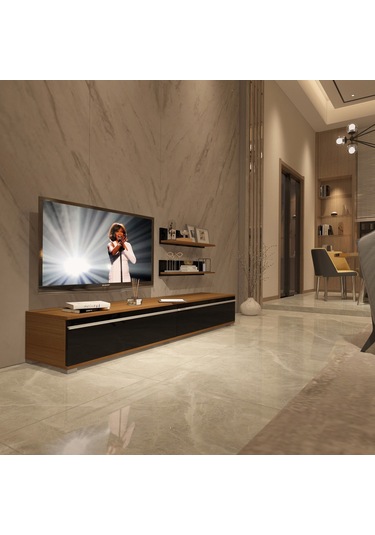 Decoraktiv Eko 4 Mdf Std Tv Ünitesi Tv Sehpası Ceviz - Siyah