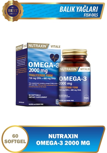 Nutraxin Omega 3 2000 Mg 60 Softjel - Balık Yağı, EPA 720, DHA 480 Mg