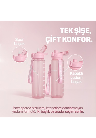 Roxform Suluk Matara 1100 Ml, Premium Pp Malzeme, Sağlıklı Bpa & Bps İçermez, Kılıflı, Çift Kapaklı, Koku Yapmaz, Sızdırmaz Ve Dayanıklı, Pembe Pembe