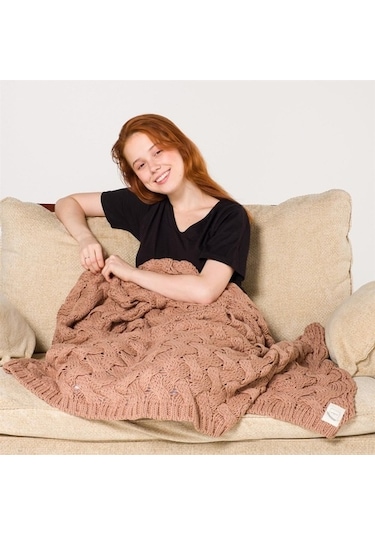 Serenita Saç Örgü Triko Tv Battaniyesi Throw Koltuk Şalı (538861470)-110X160