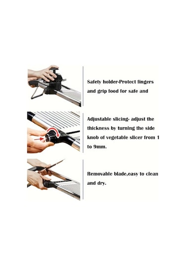 Xuweiwei Siyah Abs Ss Pp Ayarlanabilir Mandolin Dilimleyici Paslanmaz Celik Zahmetsiz Dilimleme Ve Dograma Aleti Siyah