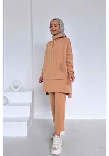 Kahijab Kanguru Cep Scuba Takım - Camel