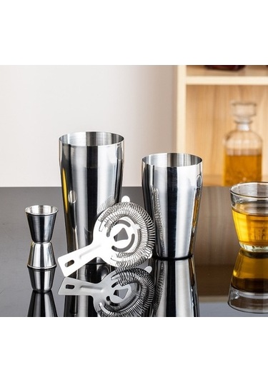 Maoyaya Lichen 4 Parça Paslanmaz Çelik Mikser Seti, Bar & Kokteyl Hazırlama Seti