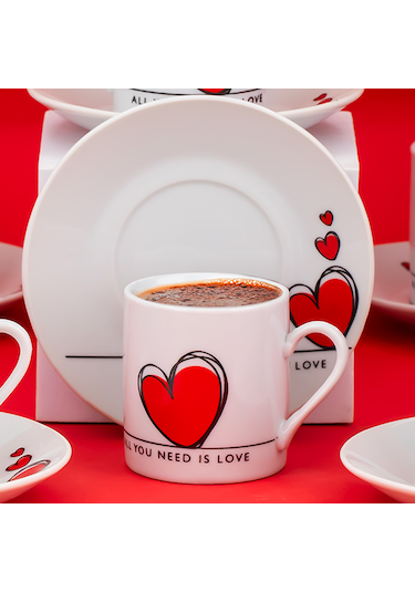 Porsima 04 Porselen 12 Parça Türk Kahve Fincan Takımı 90ml