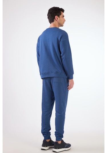 Dufy Açık Lacivert Bisiklet Yaka Regular Fit Erkek Sweatshirt Lacivert