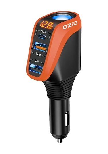 Sones Ozio Dy48tc 188w Type-c + Usb Çift Bağlantı Noktalı Çok Fonksiyonlu Araç Şarj Cihazı, Çakmaklı Turuncu