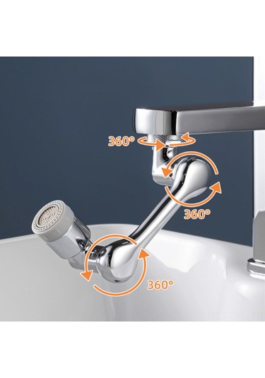 Dofolink Gümüş Renkli 3x360 Döner Kran Uzatıcı, Ev Ve Mutfakta Kullanıma Uygun, Şişme Su Modu, Dayanıklı Çelik + Abs Malzeme Gümüş