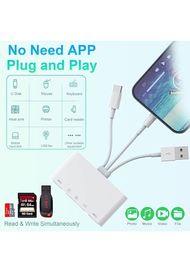 Usb 3.0 Type C Lightning To Sd Tf Otg Kart Okuyucu Çevirici