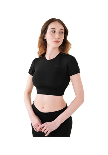 Musclecloth Aura Cross Crop T-shirt Siyah