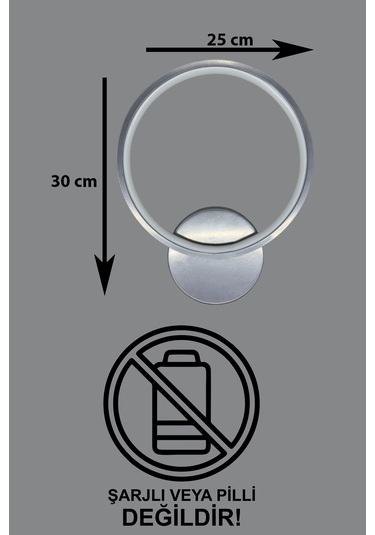 Aura Gri Renk Gün Işığı Ledli Hol - Banyo Mutfak Duvar Aplik Gri