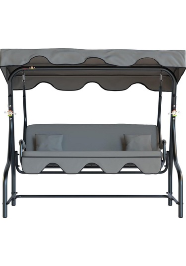 Bahçe Salıncağı 3 Kişilik Metal Salıncak Gümbet Koruma Kılıfı Hediye Ay Grisi