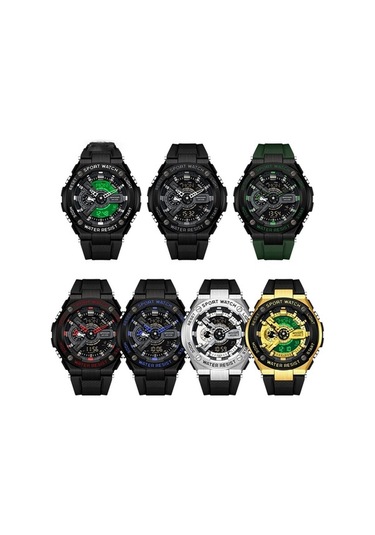 Novahub Sanda 3170 Erkekler Led Aydınlık Su Geçirmez Spor Saati Çok Renkli Siyah Kırmızı Çok Renkli