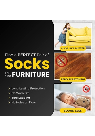 Besthome1 6'lı Siyah Poliester Masa Sandalye Koruması - Çift Katlı, Kaymaz, Ses Yankı Azaltıcı