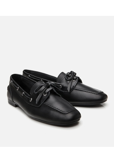 Hotiç Kadın Deri Siyah Bağcıklı Günlük Loafer 01ayh310880a100 Siyah