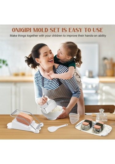 Gildedwill Onigiri Kalıp Seti Paslanmaz Çelik Musubi Kalıbı, Dilimleyici, Üçgen Pirinç Topu Kalıbı Ve Pirinç Kaşığı Musubi Pres Kalıbı