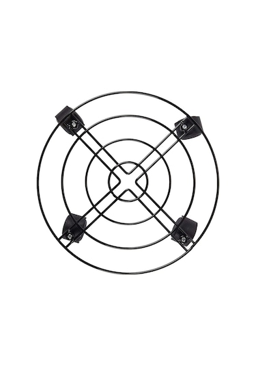 Sones Demir Bitki Saksı Standı Evrensel Tekerlek Hareketli Yuvarlak Saksı Rafı, Çap: 30cm Siyah