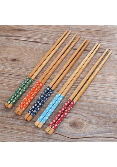 Chopstick Japon Çin Yemek Çubuğu 10 Çift Yıkanabilir Bambu Çok Renkli