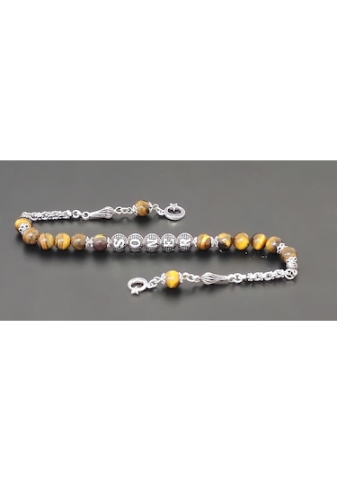 Tesbihsakarya Zaza - Isimli - Kişiye Özel - Kaplan Gözü Doğaltaş Tesbih - 8 Mm