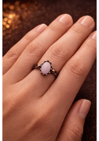 Doğal Pembe Kuvars Rose Quartz Taşlı El İşi Bakır Yüzük Diğer