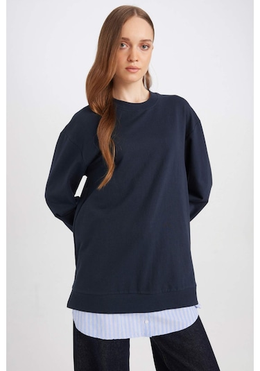 Defacto Bisiklet Yaka Etek Ucu Detaylı Basic Düz Sweatshirt Lacivert Tunik A9529AX24AUNV248 Lacivert Defacto Bisiklet Yaka Etek Ucu Detaylı Basic Düz Sweatshirt Lacivert Tunik A9529AX24AUNV248 Lacivert