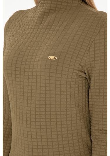 U.S. Polo Assn. Kadın Haki Dik Yaka Sweatshırt 50292421-VR027