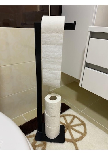 Siyah Özel Tasarım Tuvalet Kağıtlığı Biriktirmeli Kare