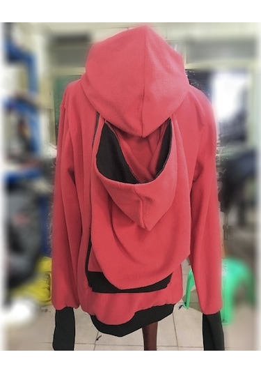 Üçü Bir Arada Çok Fonksiyonlu Anne Kanguru Fermuarlı Kapşonlu Ceket Ön Kapaklı Beden: Xl, Göğüs: 104-109cm, Bel: 84-88cm, Kalça: 110-116cm Kırmızı Kırmızı