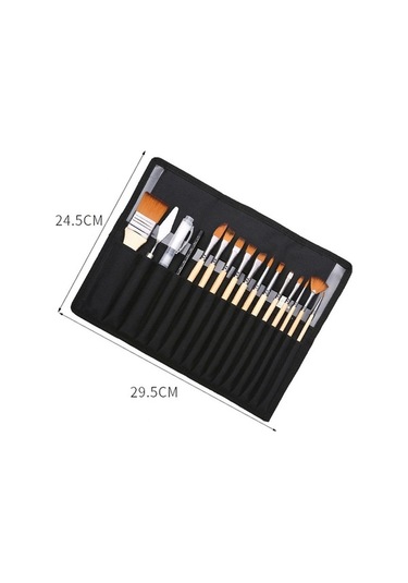 Willowhaven Zhu Tıng 18 Adet 2 Renkli Naylon Kıl Boya Fırça Seti, Bez Çanta Ve Siyah Çubuklu, Boyama Suluboya Fırçaları