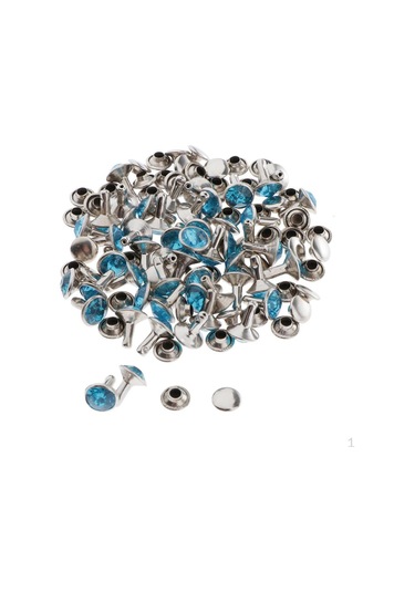 Mavi 50 Adet Dekoratif Perçinler 7mm Kristal Rhinestone Çiviler Mobilya İçin Gotik Punk,