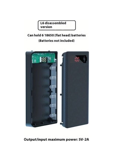 Honeybeeshop Beyaz L6 6 Hucreli 18650 Dıy Cikarilabilir Dis Kabuklu Tasinabilir Guc Bankasi Seti BEYAZ