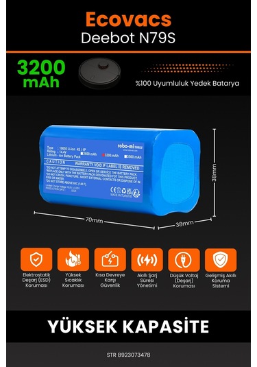 Ecovacsdeebot N-79 S 3200mahrobot Süpürge Bataryası