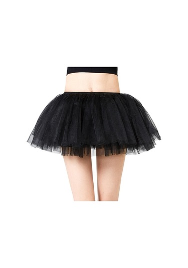Fastbuy Suntek Kadın Tül Tutu Etek, Katmanlı Siyah, Lüks Malzemeli Etek Siyah