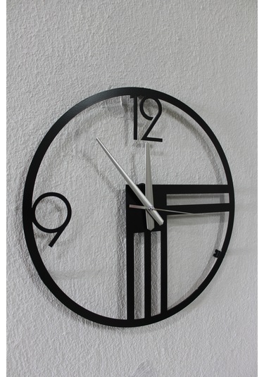 Eşsiz Tasarım Metal Duvar Saati 40 Cm Siyah Renk Siyah
