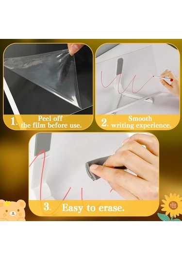 Hombey 30x20cm Büyük Led Işıklı Akrilik Tahta - 12 Renkli Kalem, Açı Ayarlanabilir Tripod, Silme Bezi Ve Şarj Aleti İle Yeniden Kullanılabilir Çizim Ve Not Alma Tablosu Beyaz