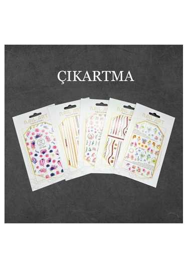 Süsleme Sticker 5'li Paket - Farklı Desenlerle Tırnak Süsleme, K