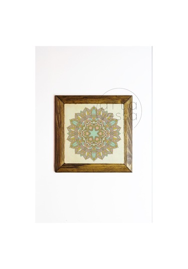Artavessa Masif Ahşap Çerçeveli Taş Tablo Pano 16 x 16 cm - Mandala 2