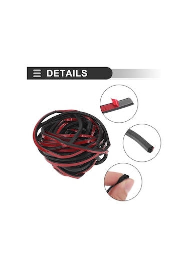 Evrensel Araba Weathersstrip Kapı Hava Sıyırma Kenar Trim Conta Şeridi, 52.5ft, Epdm Kauçuk, Siyah