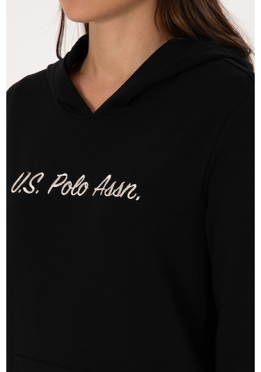 U.S. Polo Assn. Kadın Siyah Kapüşonlu Sweatshırt 50313559-VR046
