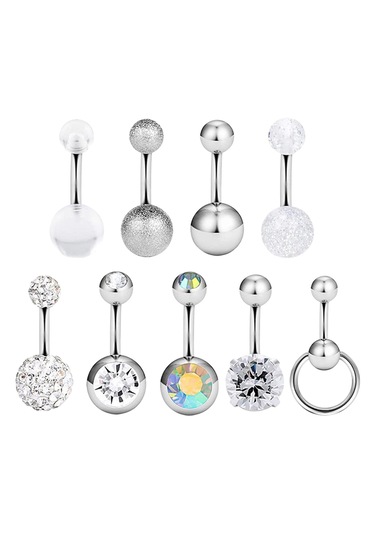 Homyl 9 Adet Göbek Halkası Dangle Elmas Takılar Kadınlar Altın - Gül