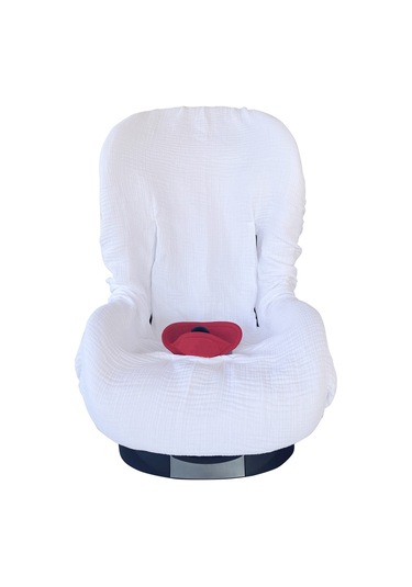 4katlı Müslin Bebek Oto Koltuk Kılıfı Lastikli %100pamuk Beyaz