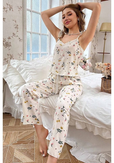 Merry See Özel Örme Kumaş Askılı Pijama Takımı Çok Renkli