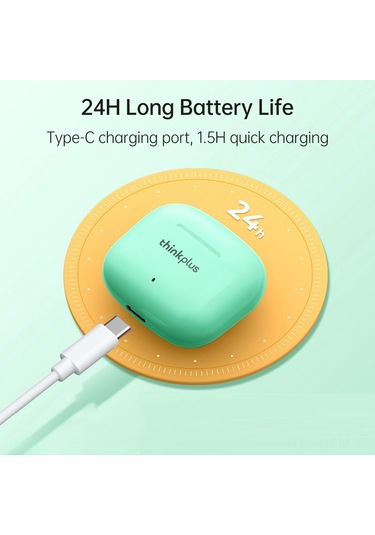 Qingmipy Lenovo Lp40 Pro Bluetooth 5.1 Kulaklıklar - Yarı Girişli Spor Kulaklıkları, 13mm Çift Frekanslı Hareketsiz Bobin, Uzun Pil Ömrü, Yeşil