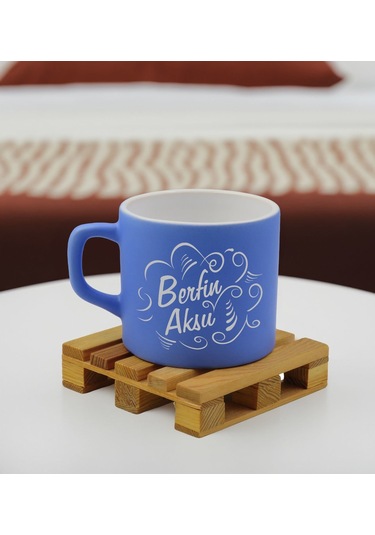 Bk Gift Kişiye Özel İsimli Mavi Renkli Middle Çay & Kahve Fincanı-6, Arkadaşa Hediye, Sevgiliye Hediye, Doğum Günü Hediyesi Kobitmeyencom32555 Bk Gift