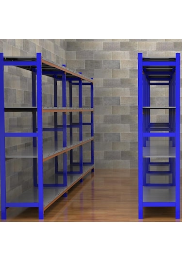 4 Katlı Duble Depo Rafı - 300-350 Kg Taşıma Kapasiteli Hafif Rack Raf Galvaniz