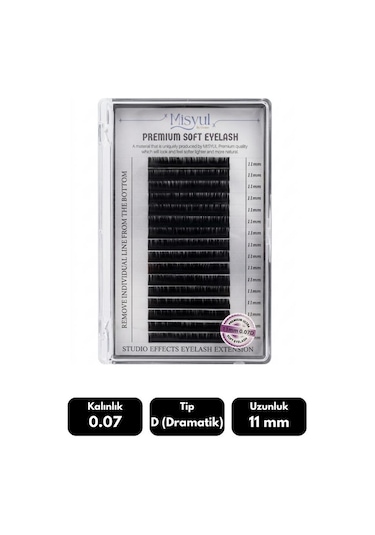 Misyul 0.07d Dramatik Kıvrım 11 Mm Soft Eyelash Doğal İpek Kirpik 16'lı